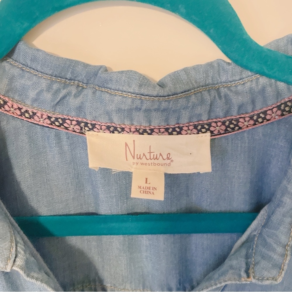 Nurture By Westbound Blue Denim Midi Dress Size Large - Picture 5 of 9
